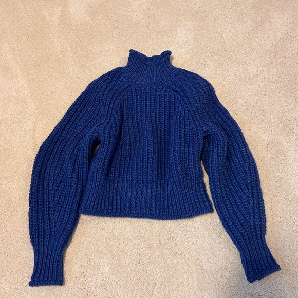 Dark Blue Mock Neck Sweater - Picture 2 of 2